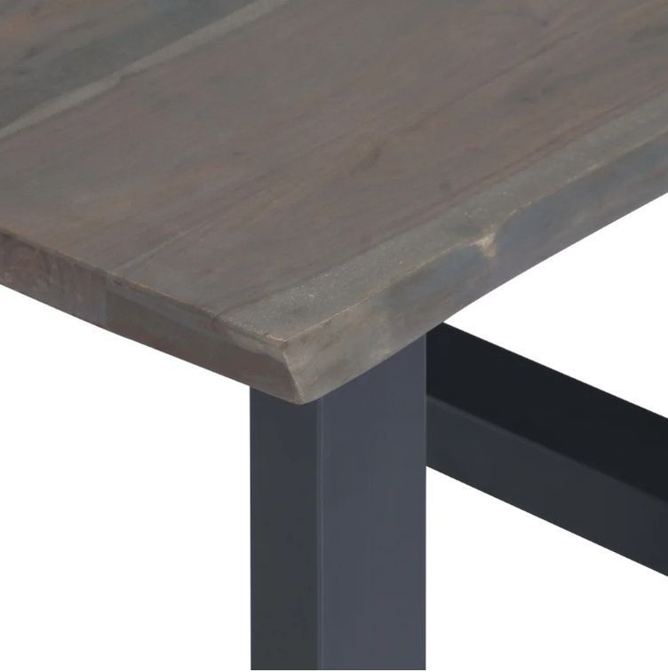Table basse carrée acacia massif et métal gris Miji - Photo n°5