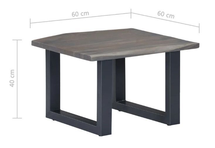 Table basse carrée acacia massif et métal gris Miji - Photo n°7