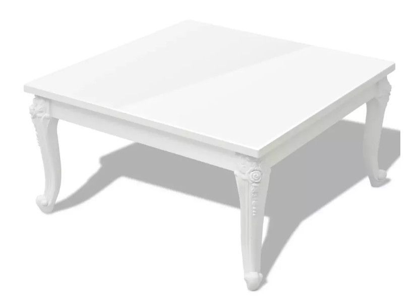 Table basse carrée bois blanc brillant Mento 80 cm - Photo n°1