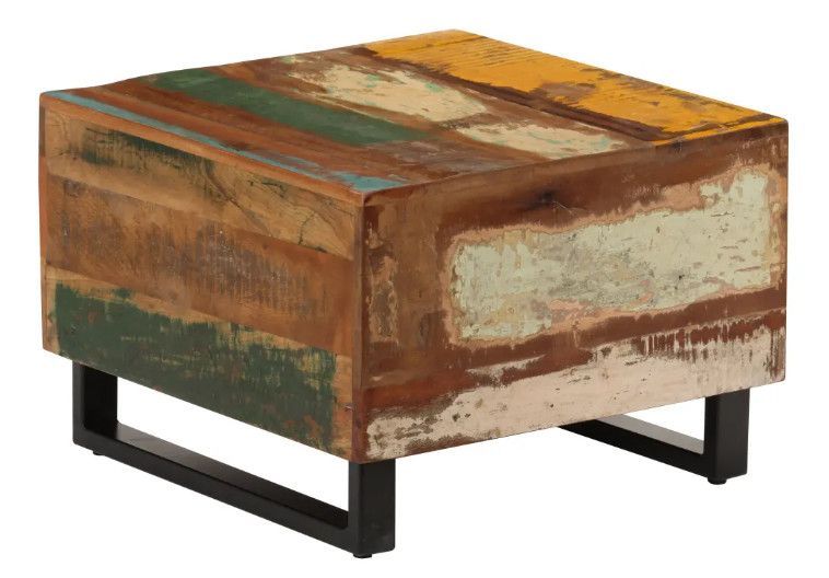 Table basse carrée bois massif recyclé et métal noir Boust 2 - Photo n°1