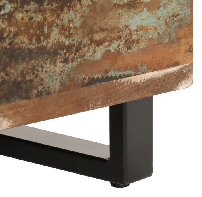 Table basse carrée bois massif recyclé et métal noir Boust 2 - Photo n°8
