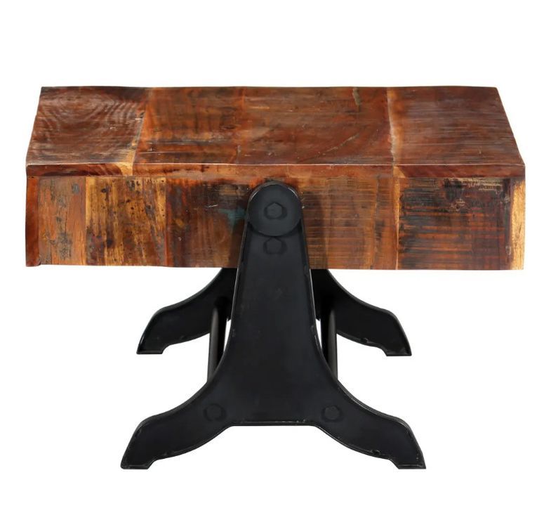 Table basse carrée bois massif recyclé et métal noir Boust - Photo n°3