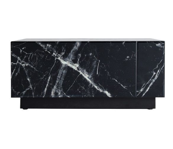 Table basse carrée marbre et miroir noir Miley - Photo n°2