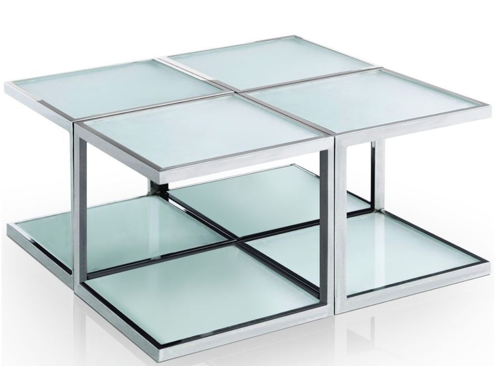 Table basse carrée modulable Verre et Inox Kiabi - Photo n°1