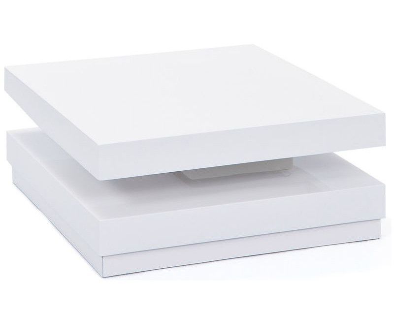 Table basse carrée pivotante bois laqué blanc Duom 75 cm - Photo n°1