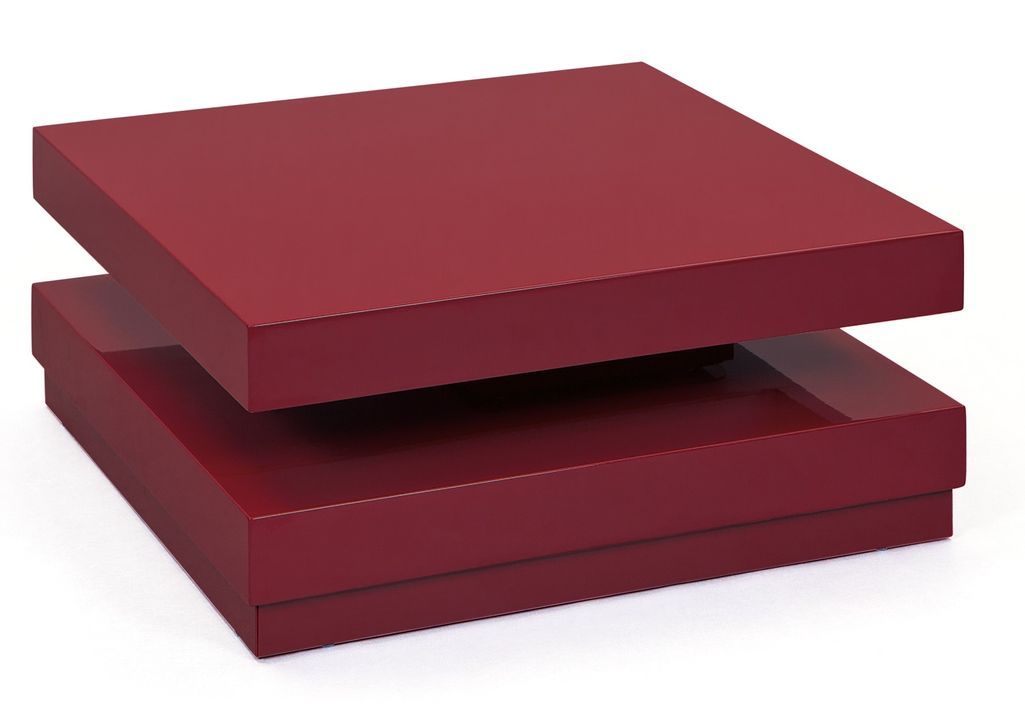 Table basse carrée pivotante laqué rouge Duo - Photo n°1
