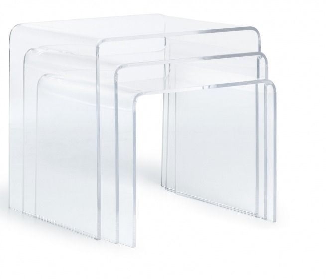 Table basse carrée polycarbonate transparent Tali - Lot de 3 - Photo n°1