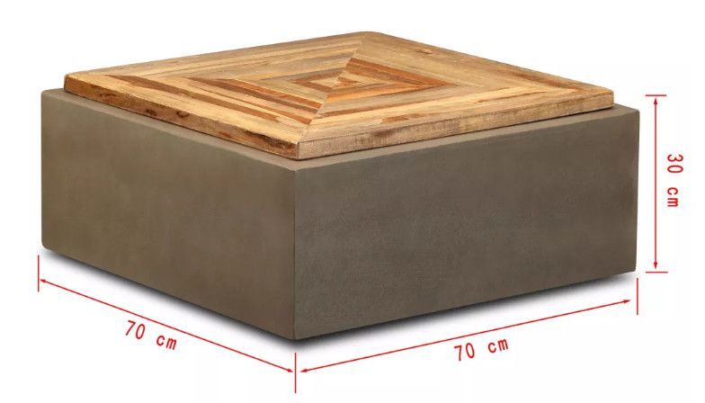 Table basse carrée teck recyclé et béton Nouria - Photo n°9