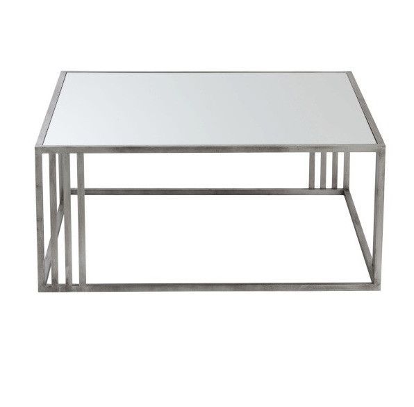 Table basse carrée verre et pieds métal argenté Licia - Photo n°2