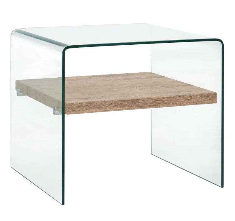 Table basse carrée verre transparent et chêne clairTable basse rectangulaire verre transparent et chêne clair Allissa - Photo n°1