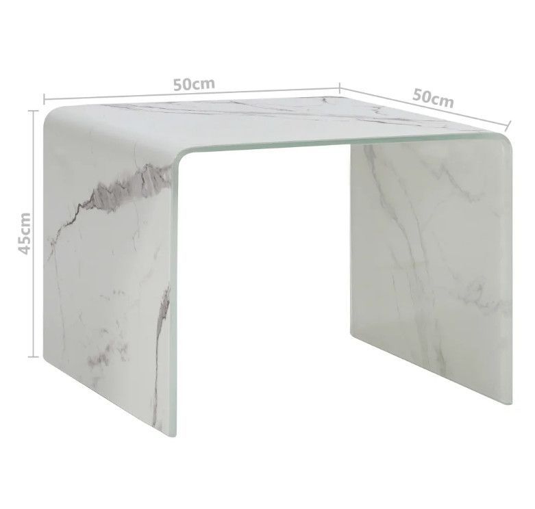 Table basse carrée verre trempé blanc Amada - Photo n°5