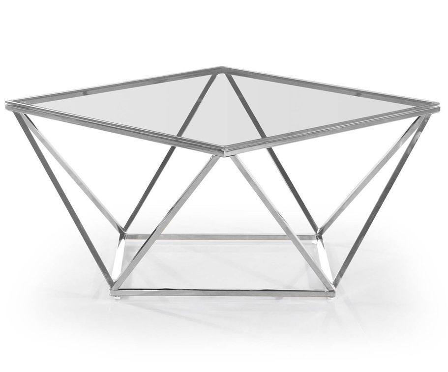 Table basse carrée verre trempé et métal Loulou - Photo n°1