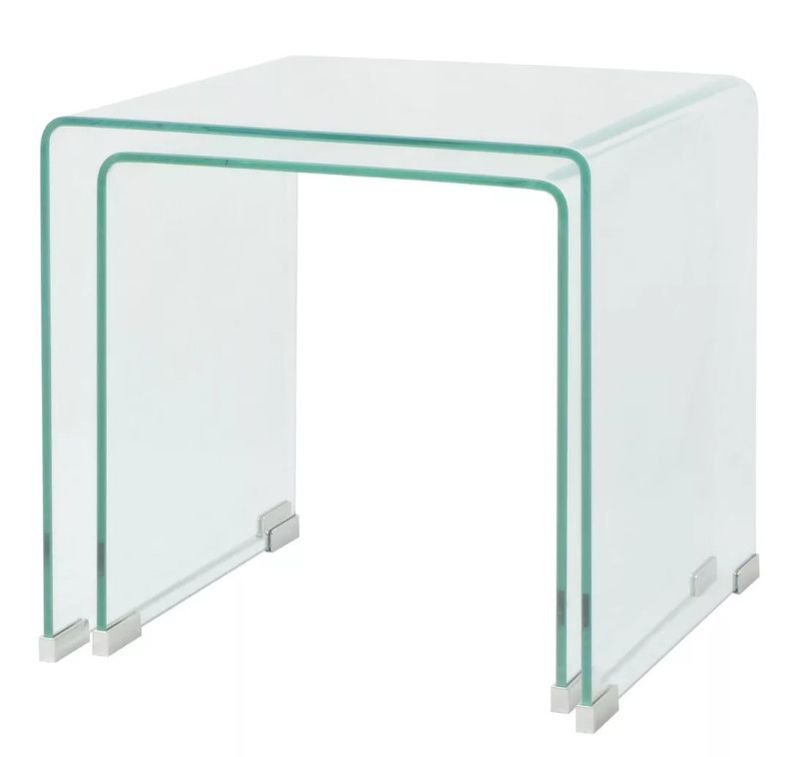 Table basse carrée verre trempé transparent Niu - Lot de 2 - Photo n°3