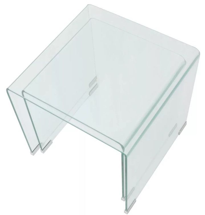 Table basse carrée verre trempé transparent Niu - Lot de 2 - Photo n°4