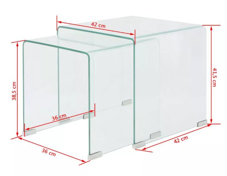 Table basse carrée verre trempé transparent Niu - Lot de 2 - Photo n°6