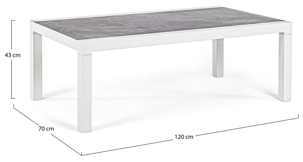 Table basse de jardin aluminium blanc et gris Keman L 120 cm - Photo n°3