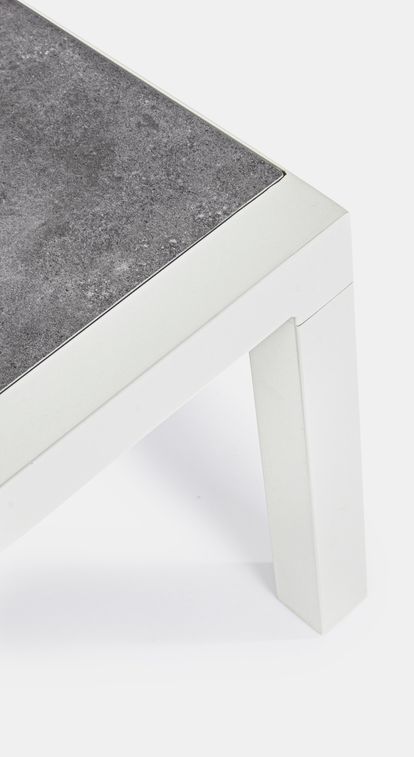 Table basse de jardin aluminium blanc et gris Keman L 120 cm - Photo n°4