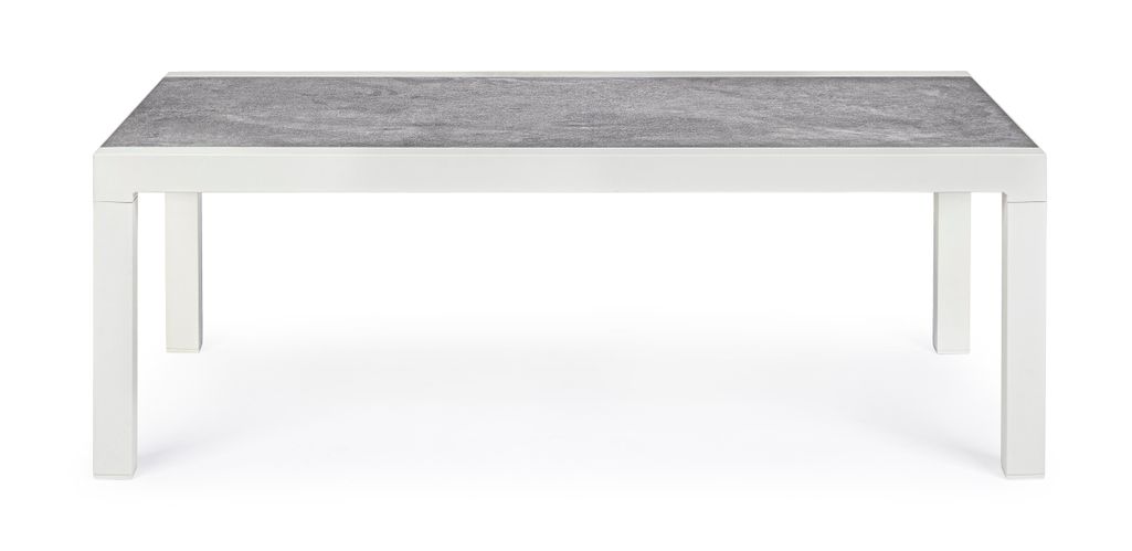Table basse de jardin aluminium blanc et gris Keman L 120 cm - Photo n°9