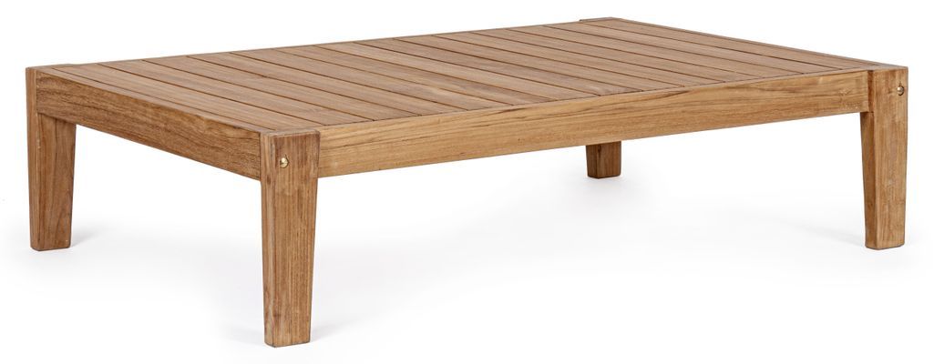 Table basse de jardin rectangle en bois teck Kajo L 120 cm - Photo n°1