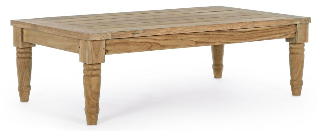 Table basse de jardin rectangle en bois teck Karine L 115 cm - Photo n°1