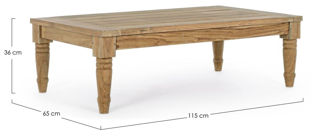 Table basse de jardin rectangle en bois teck Karine L 115 cm - Photo n°3