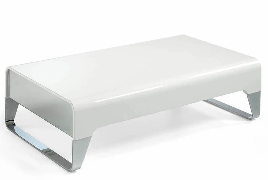 Table basse design laqué et acier chromé Romy 120 cm - Photo n°1