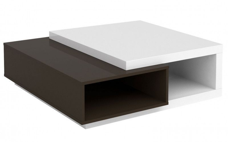 Table basse bois laqué blanc et anthracite Koyd 100 cm - Photo n°1