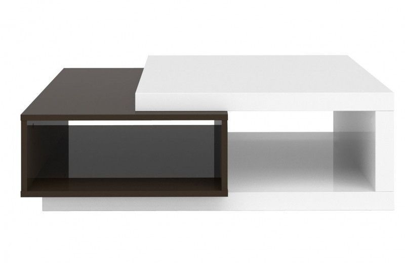 Table basse bois laqué blanc et anthracite Koyd 100 cm - Photo n°2
