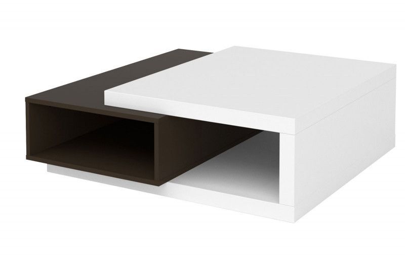 Table basse bois laqué blanc et anthracite Koyd 100 cm - Photo n°4
