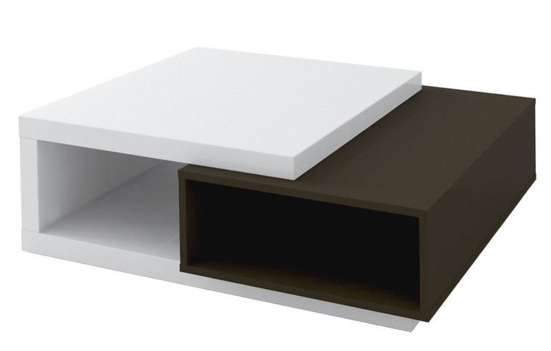 Table basse bois laqué blanc et anthracite Koyd 100 cm - Photo n°5