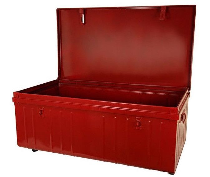 Table basse malle en métal rouge Terra L 90 x H 37 x P 50 cm - Photo n°2