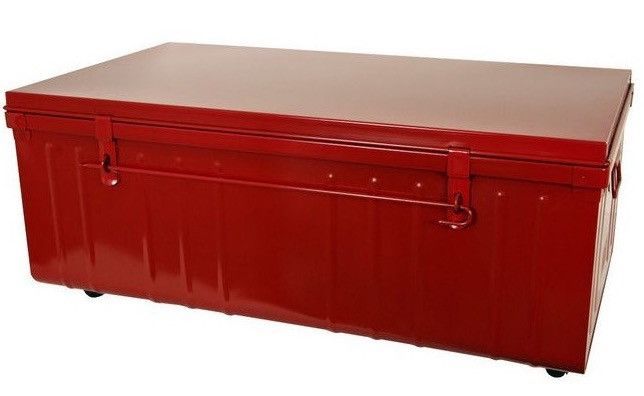 Table basse malle en métal rouge Terra L 90 x H 37 x P 50 cm - Photo n°1