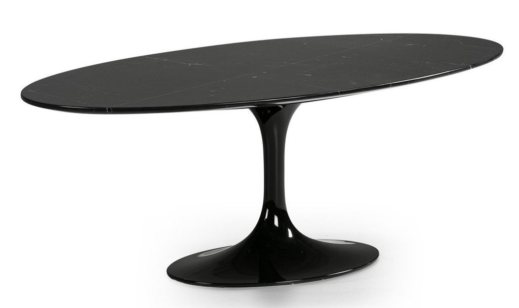 Table basse marbre et pied fibre de verre noir 120 cm - Photo n°1