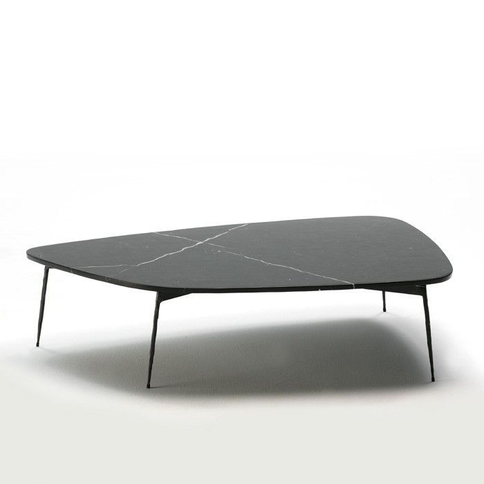 Table basse marbre et pieds métal noir 120 cm - Photo n°2