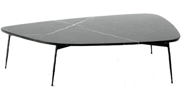 Table basse marbre et pieds métal noir 120 cm - Photo n°1
