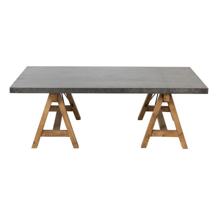 Table basse métal gris et pieds bois massif foncé Bothar - Photo n°2