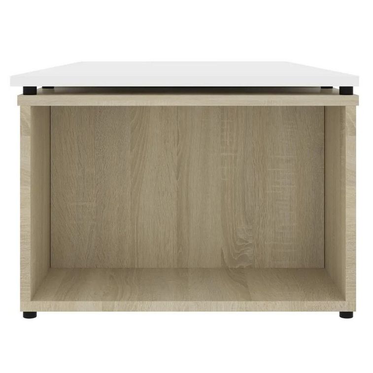 Table basse modulable bois blanc et chêne clair Etif - Photo n°4