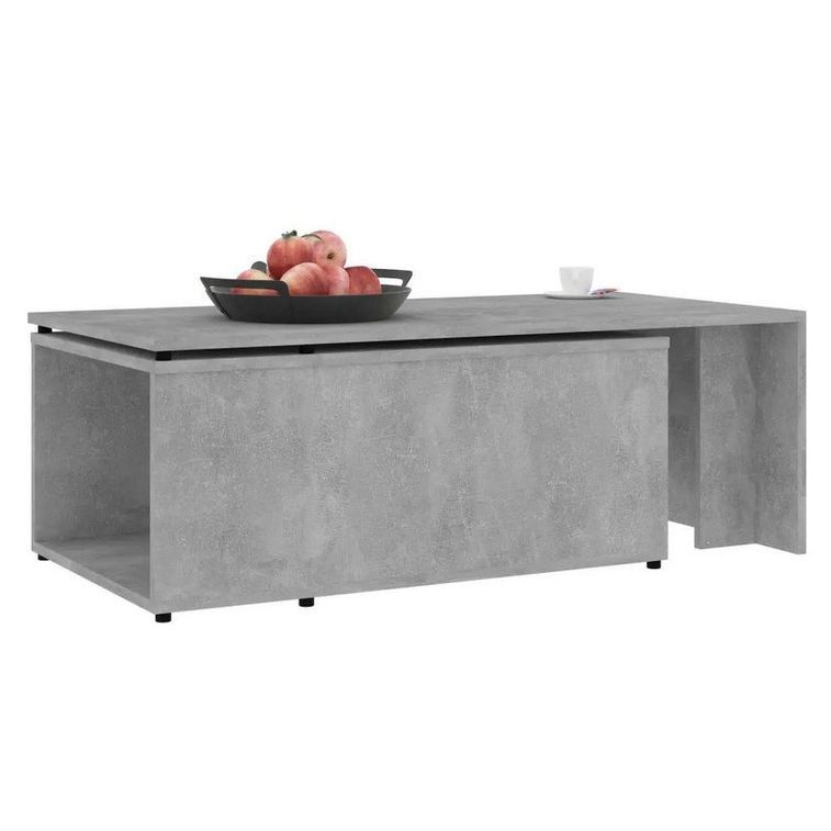 Table basse modulable bois gris effet béton Etif - Photo n°2