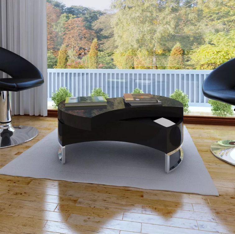 Table basse modulable bois noir brillant et métal chromé Snook - Photo n°2