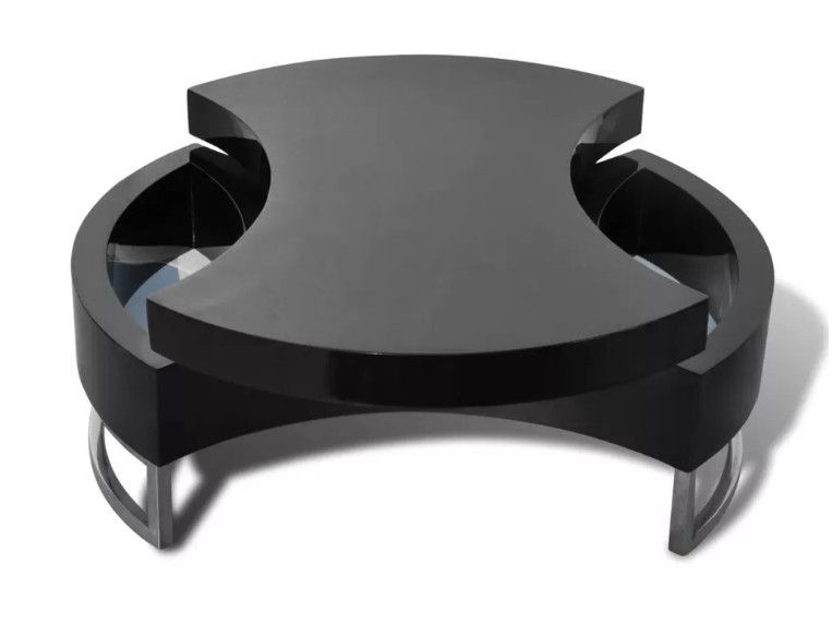 Table basse modulable bois noir brillant et métal chromé Snook - Photo n°4