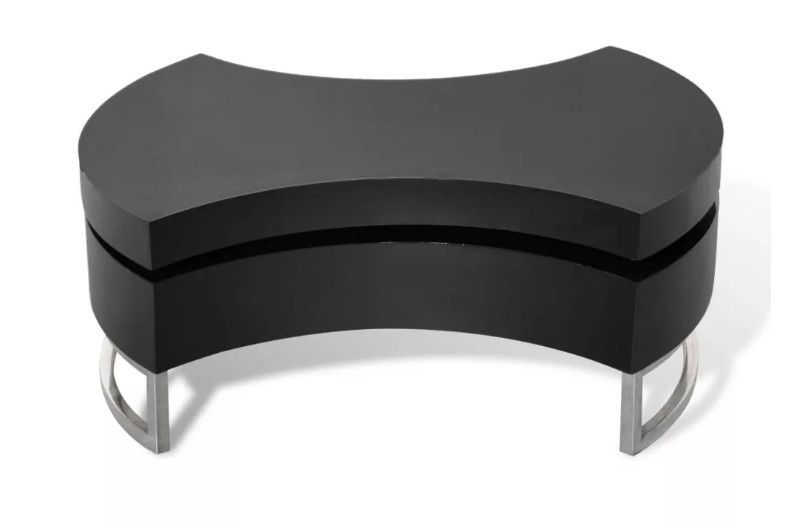 Table basse modulable bois noir brillant et métal chromé Snook - Photo n°5