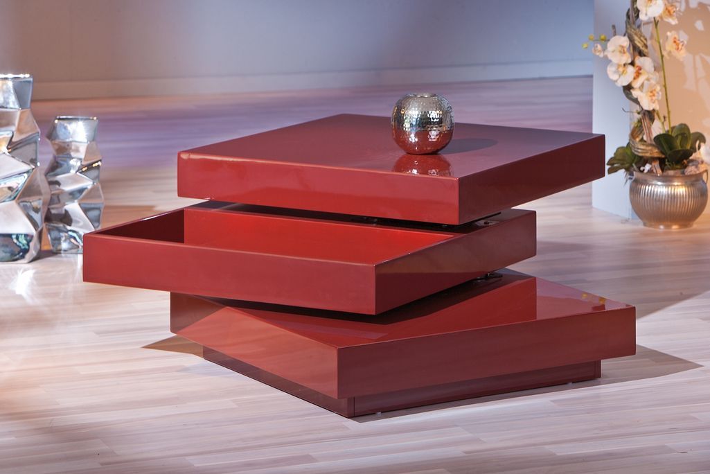 Table basse modulable laquée rouge Olly - Photo n°4