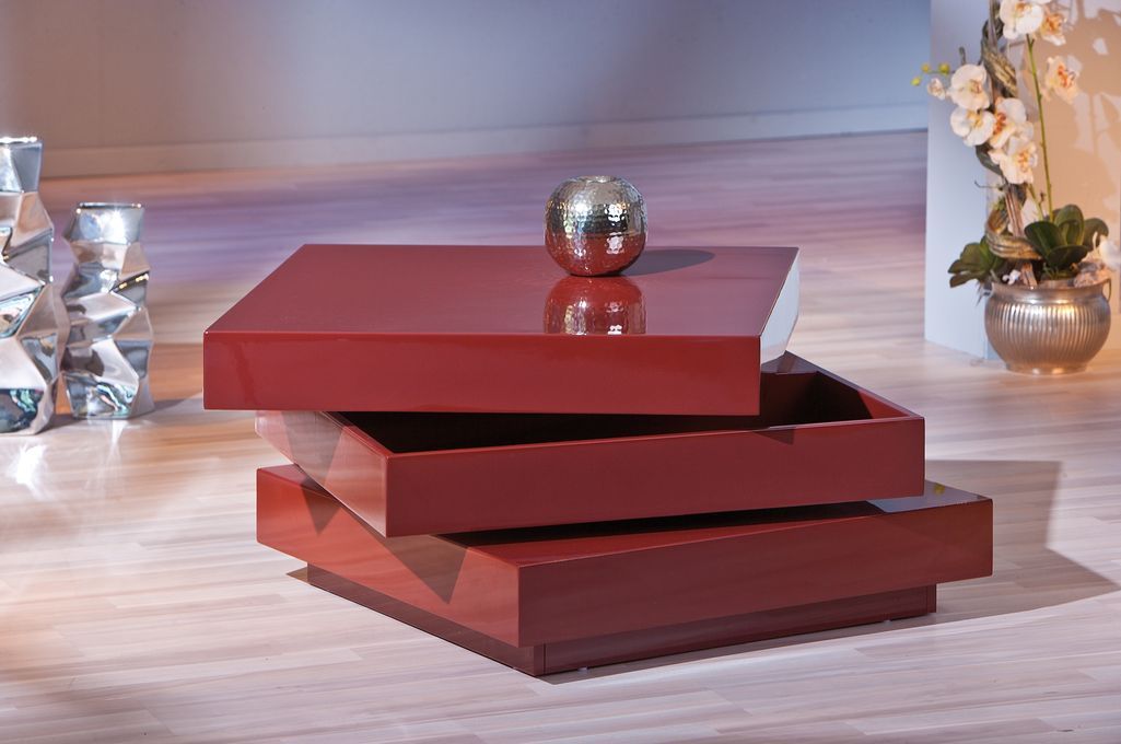 Table basse modulable laquée rouge Olly - Photo n°6