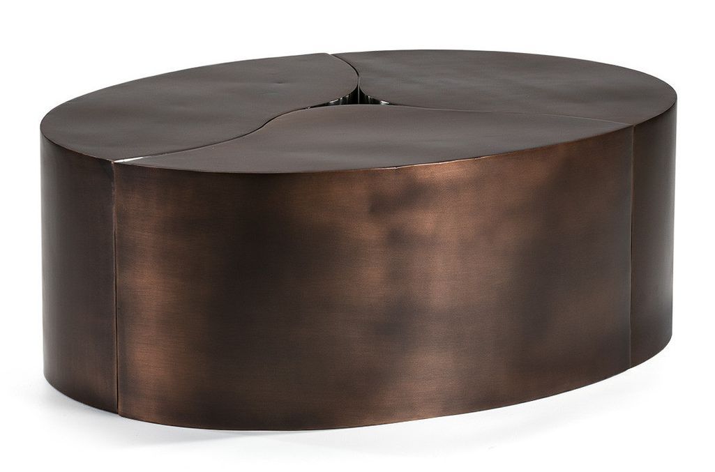 Table basse modulable métal cuivré et argenté 103 cm - Photo n°1