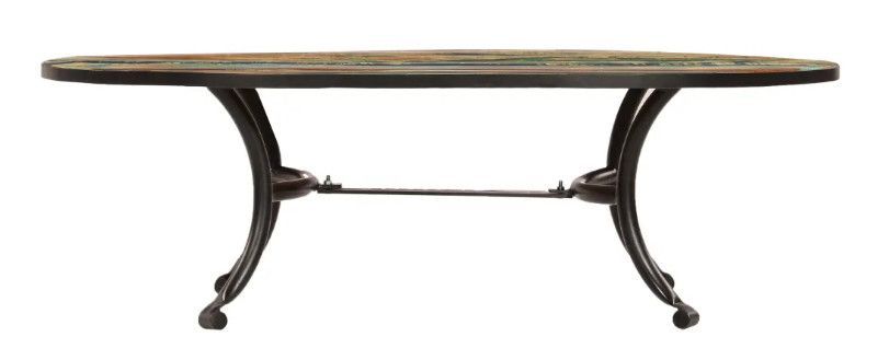 Table basse ovale bois recyclé et métal noir Cloust - Photo n°2
