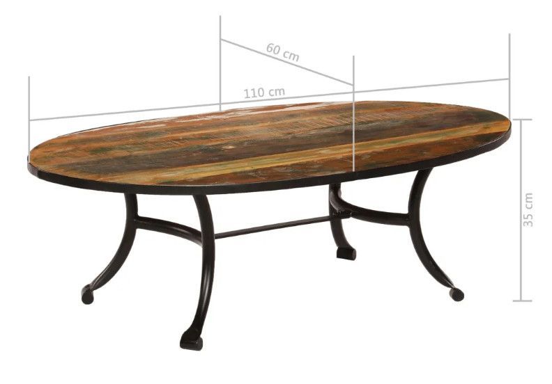 Table basse ovale bois recyclé et métal noir Cloust - Photo n°6