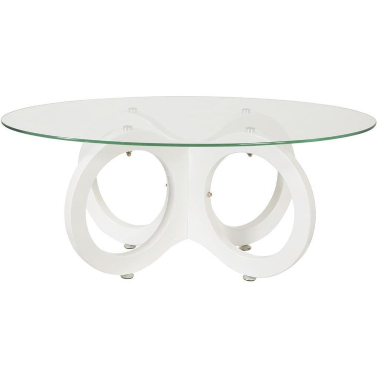 Table basse ovale verre et pieds métal blanc Kaloe - Photo n°2