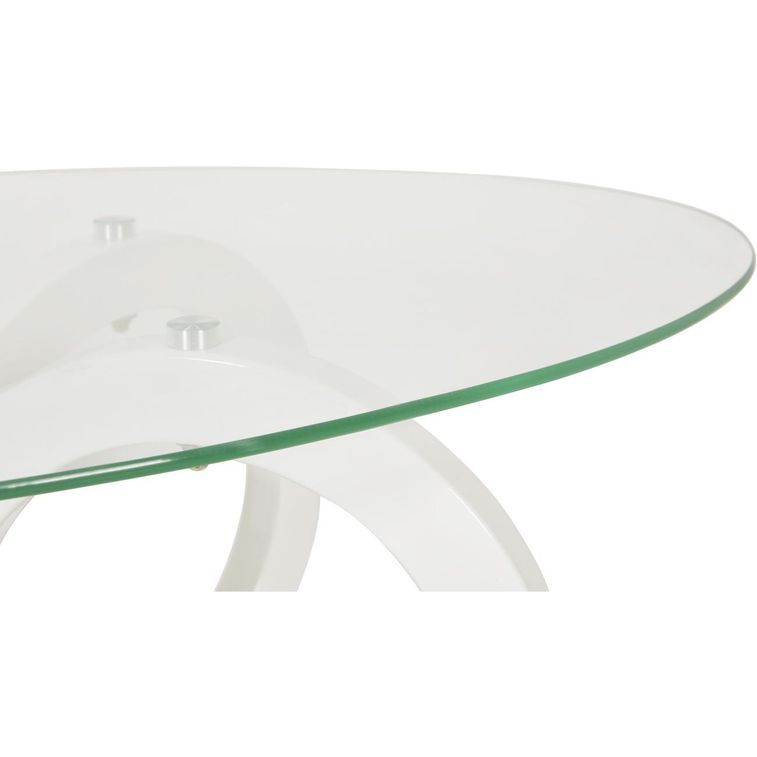 Table basse ovale verre et pieds métal blanc Kaloe - Photo n°3