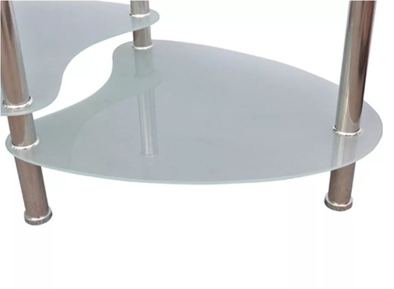 Table basse ovale verre trempé blanc et métal chromé Kyrah - Photo n°3