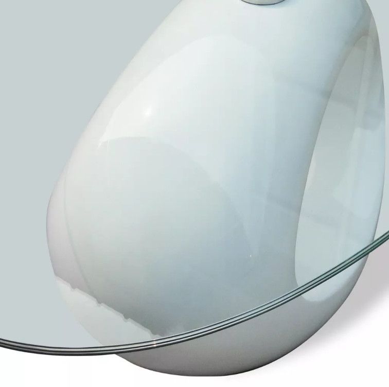 Table basse ovale verre trempé et fibre de verre blanc brillant Ben - Photo n°4